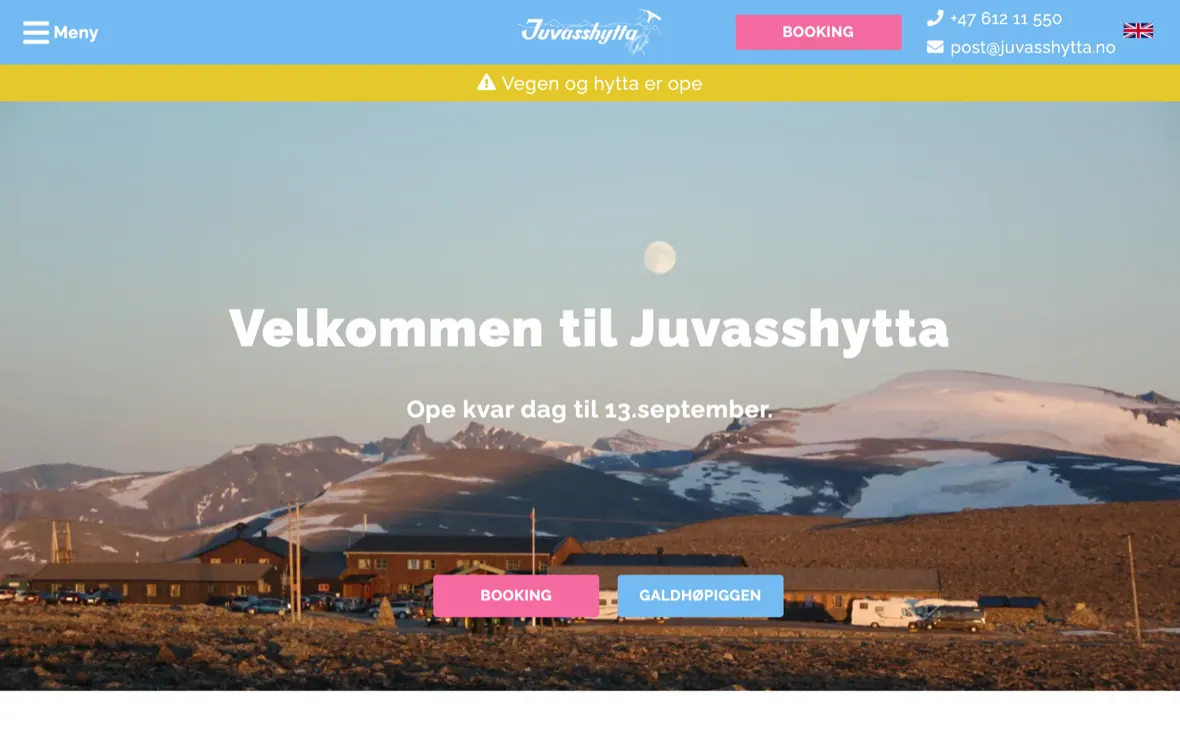 Startsidan för Juvasshytta