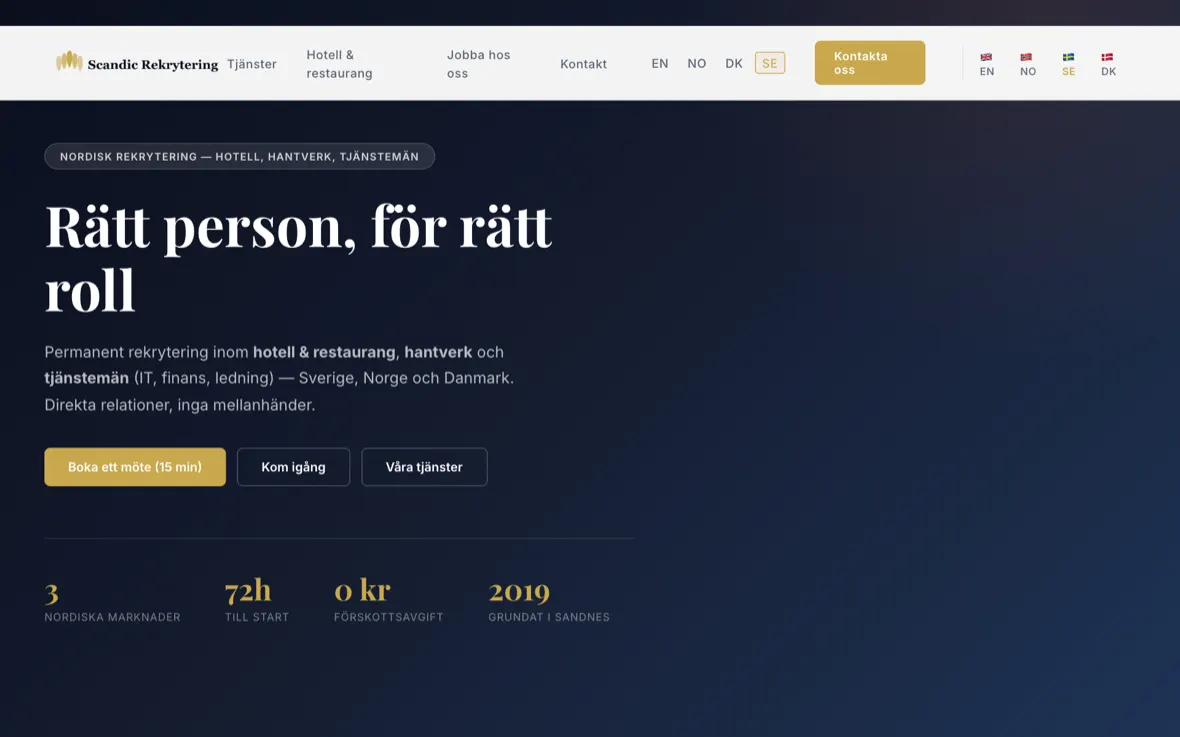 Startsidan för Scandic Rekrytering